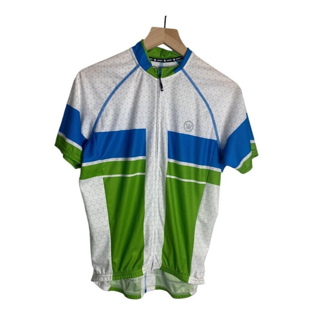 Canari Cyclewear Encinitas Full Zip Cycling Jersey Mens sz M Sales Sample Green